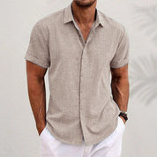 Men's Solid Casual Shirt | Button Front Short Sleeves Everyday Wear-Men Shirt-Homefinn