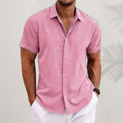 Men's Solid Casual Shirt | Button Front Short Sleeves Everyday Wear-Men Shirt-Homefinn