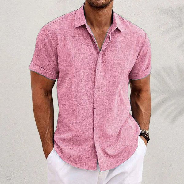 Men's Solid Casual Shirt | Button Front Short Sleeves Everyday Wear-Men Shirt-Homefinn
