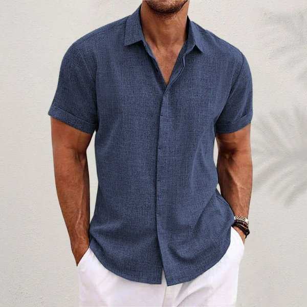 Men's Solid Casual Shirt | Button Front Short Sleeves Everyday Wear-Men Shirt-Homefinn