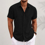 Men's Solid Casual Shirt | Button Front Short Sleeves Everyday Wear-Men Shirt-Homefinn