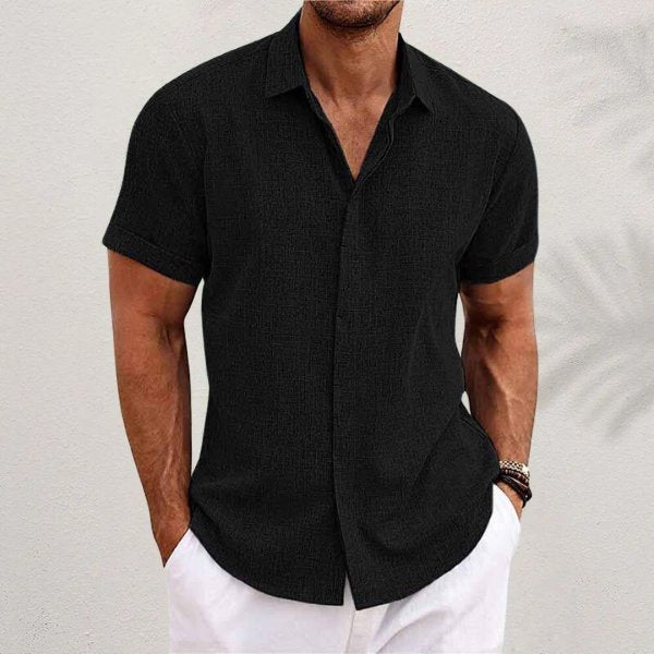 Men's Solid Casual Shirt | Button Front Short Sleeves Everyday Wear-Men Shirt-Homefinn