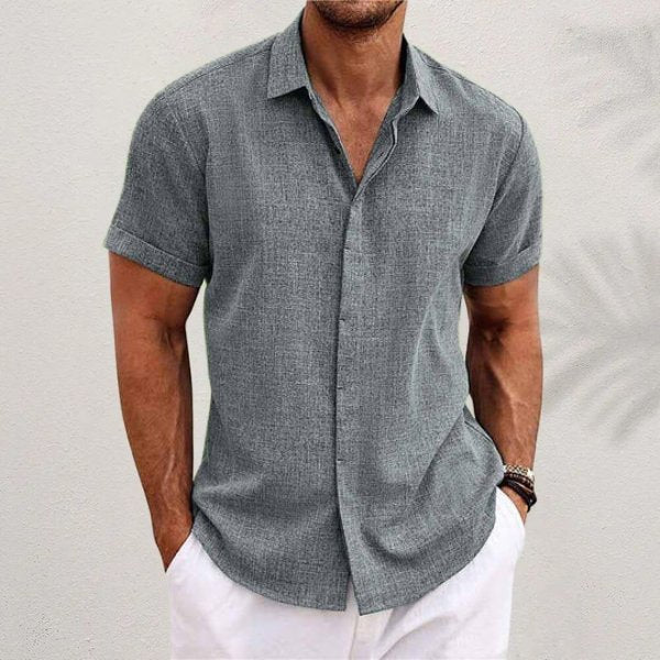 Men's Solid Casual Shirt | Button Front Short Sleeves Everyday Wear-Men Shirt-Homefinn