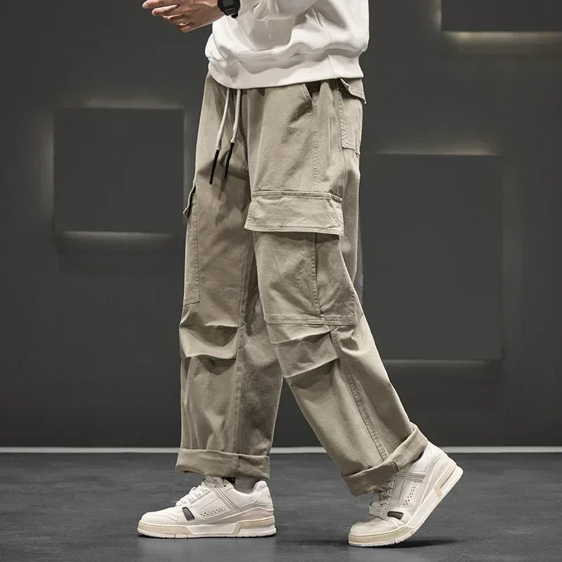Men's Cargo Pants | Casual Wide Leg Trousers-Men Pants-Homefinn