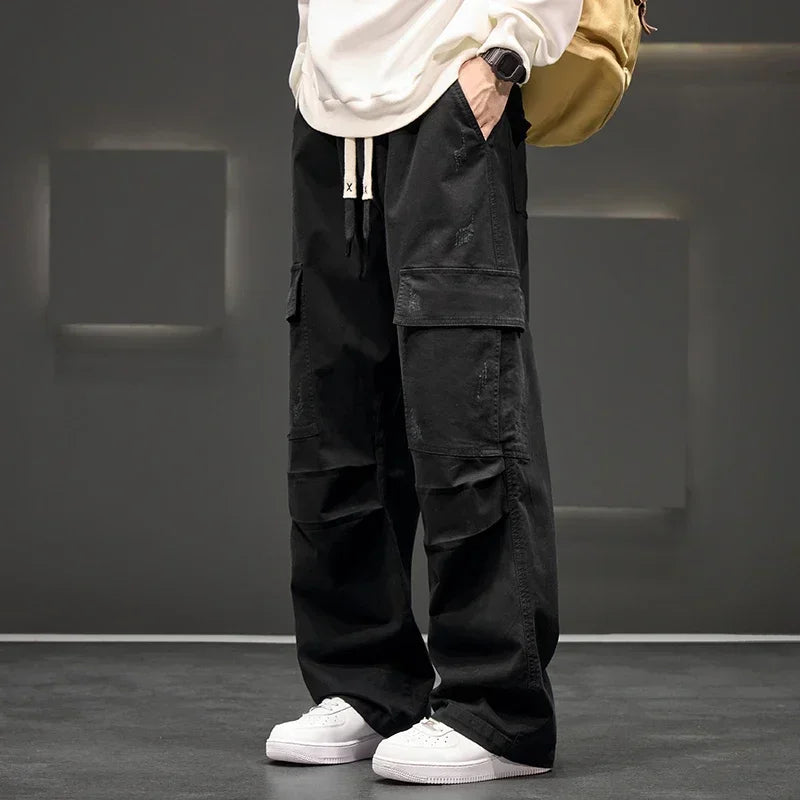 Men's Cargo Pants | Casual Wide Leg Trousers-Men Pants-Homefinn