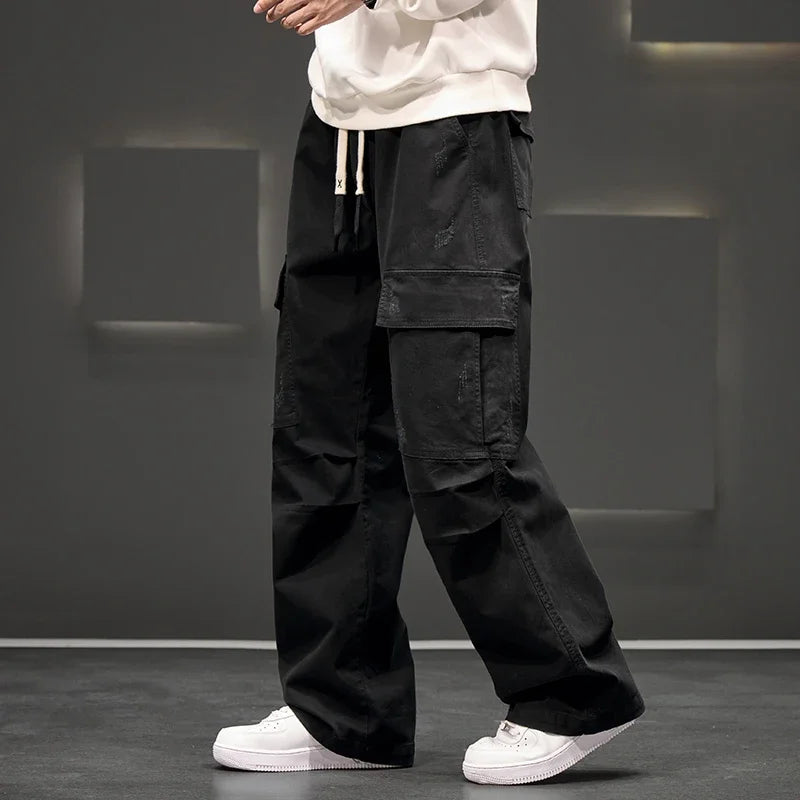 Men's Cargo Pants | Casual Wide Leg Trousers-Men Pants-Homefinn
