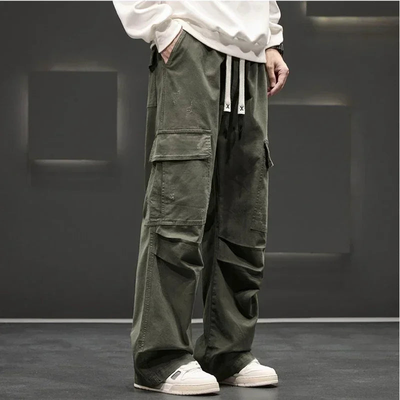 Men's Cargo Pants | Casual Wide Leg Trousers-Men Pants-Homefinn