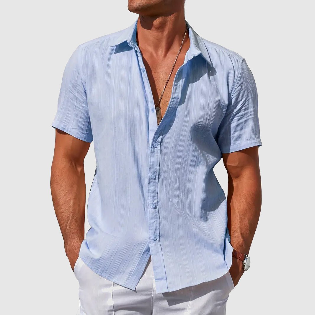 Men's Solid Casual Shirt | Button Front Short Sleeves Holiday Wear-Men Shirt-Homefinn