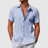 Men's Solid Casual Shirt | Button Front Short Sleeves Holiday Wear