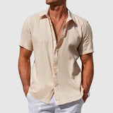 Men's Solid Casual Shirt | Button Front Short Sleeves Holiday Wear