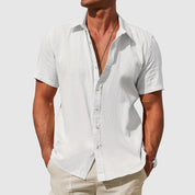 Men's Solid Casual Shirt | Button Front Short Sleeves Holiday Wear-Men Shirt-Homefinn