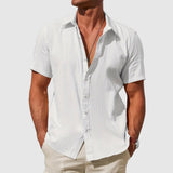 Men's Solid Casual Shirt | Button Front Short Sleeves Holiday Wear