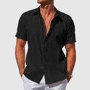 Men's Solid Casual Shirt | Button Front Short Sleeves Holiday Wear-Men Shirt-Homefinn