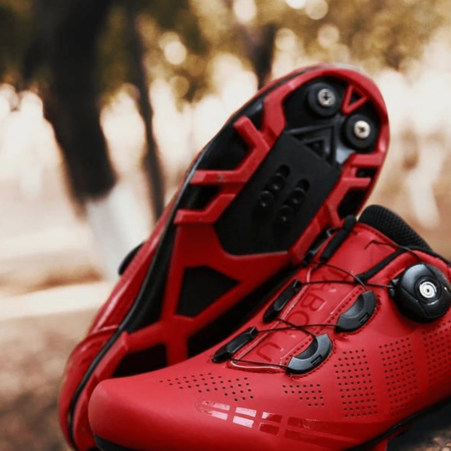 Men's Solid Mountain Bike Shoes | Dial Closure Cleat Compatible Trail Riding-Men Shoes-Homefinn