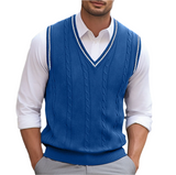 Men's Cable Knit Sweater Vest | V Neck Sleeveless Knitwear