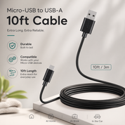 10ft Micro USB Cable with Fast Charging and Tangle-Resistant Jacket - Image 7