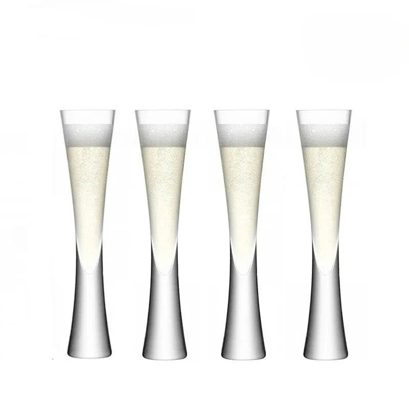 Minimalist Plain Champagne Flute Set | Tall Stem Beverage Serving Celebrations-Glass-Homefinn