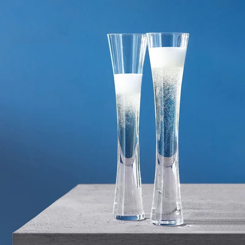 Minimalist Plain Champagne Flute Set | Tall Stem Beverage Serving Celebrations-Glass-Homefinn