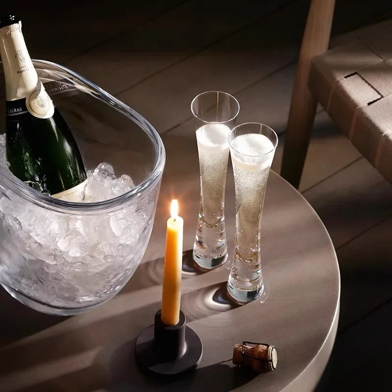 Minimalist Plain Champagne Flute Set | Tall Stem Beverage Serving Celebrations-Glass-Homefinn