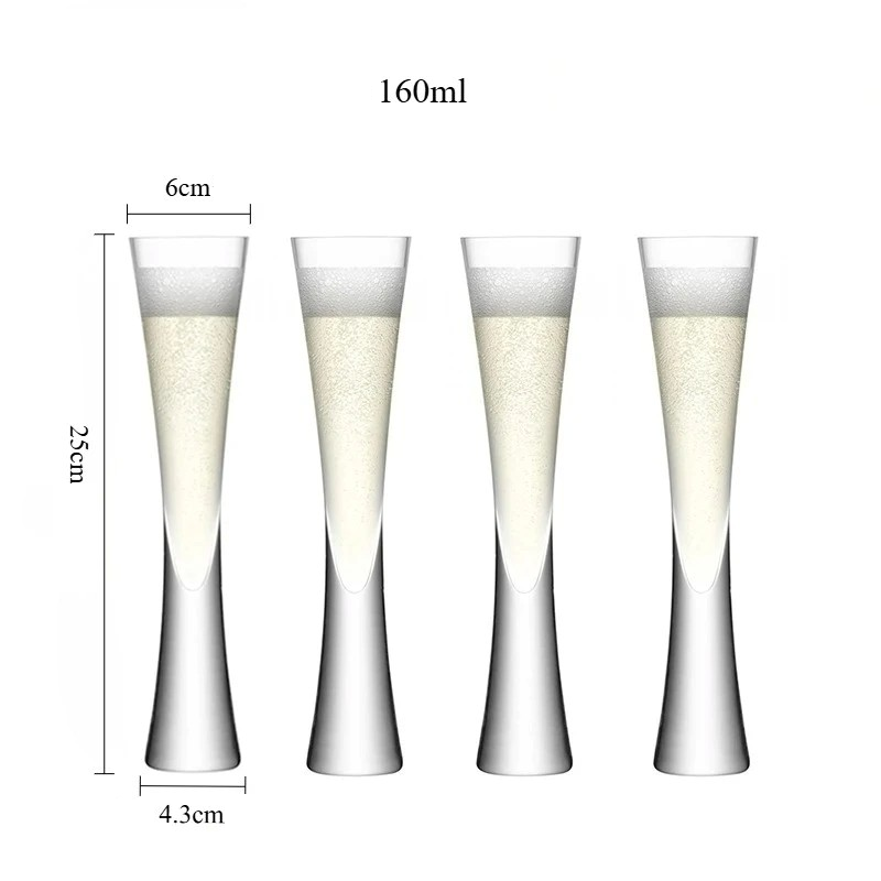 Minimalist Plain Champagne Flute Set | Tall Stem Beverage Serving Celebrations-Glass-Homefinn