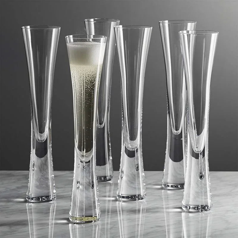 Minimalist Plain Champagne Flute Set | Tall Stem Beverage Serving Celebrations-Glass-Homefinn