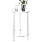 Minimalist Transparent Side Table | Two Tier Display Living Room Use-End Table-Homefinn