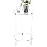 Minimalist Transparent Side Table | Two Tier Display Living Room Use