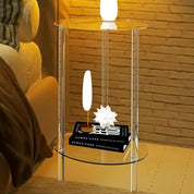Minimalist Transparent Side Table | Two Tier Display Living Room Use-End Table-Homefinn