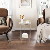Minimalist Transparent Side Table | Two Tier Display Living Room Use-End Table-Homefinn