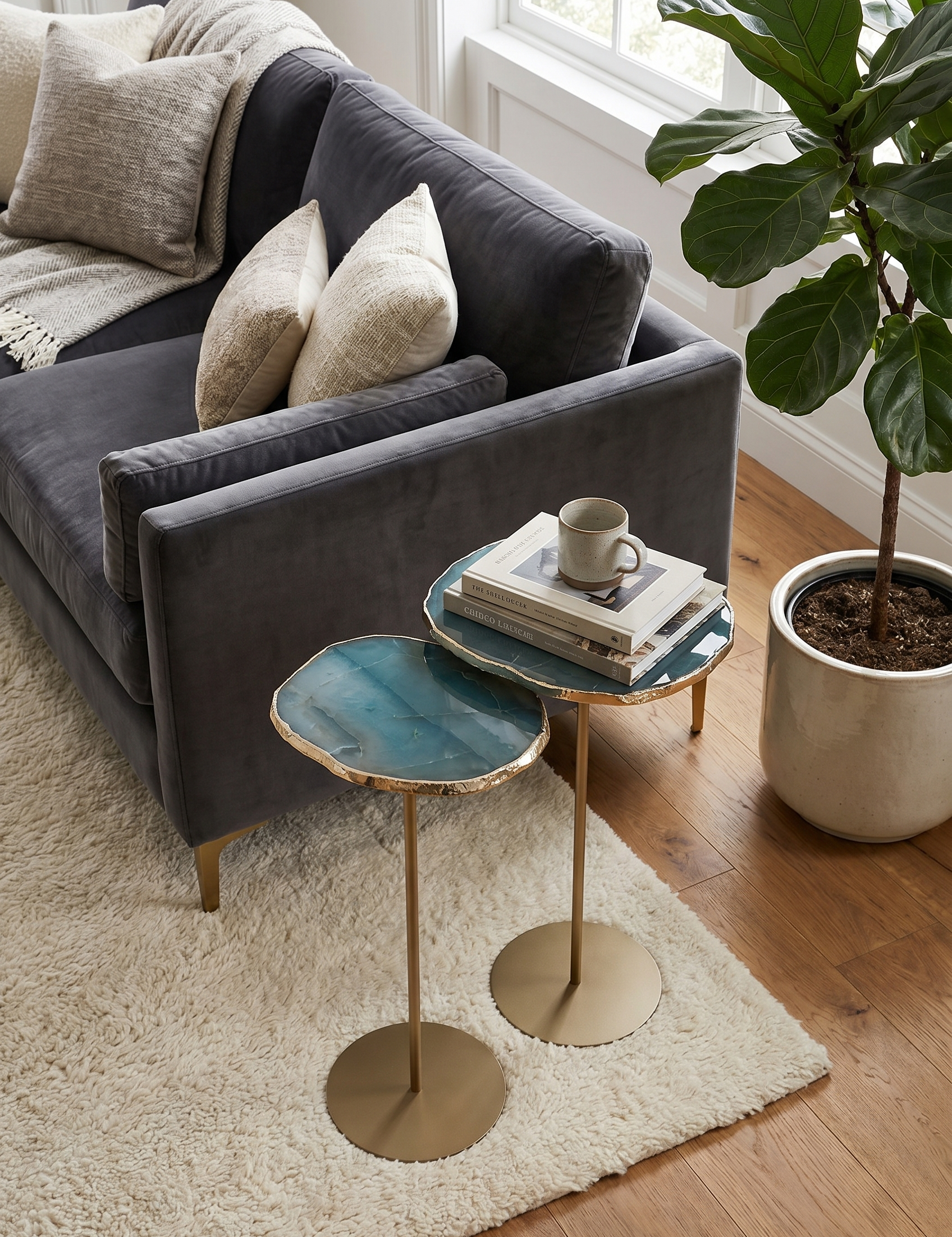 Modern Marble Pattern Side Table | Raised Surface Living Room Use-End Table-Homefinn
