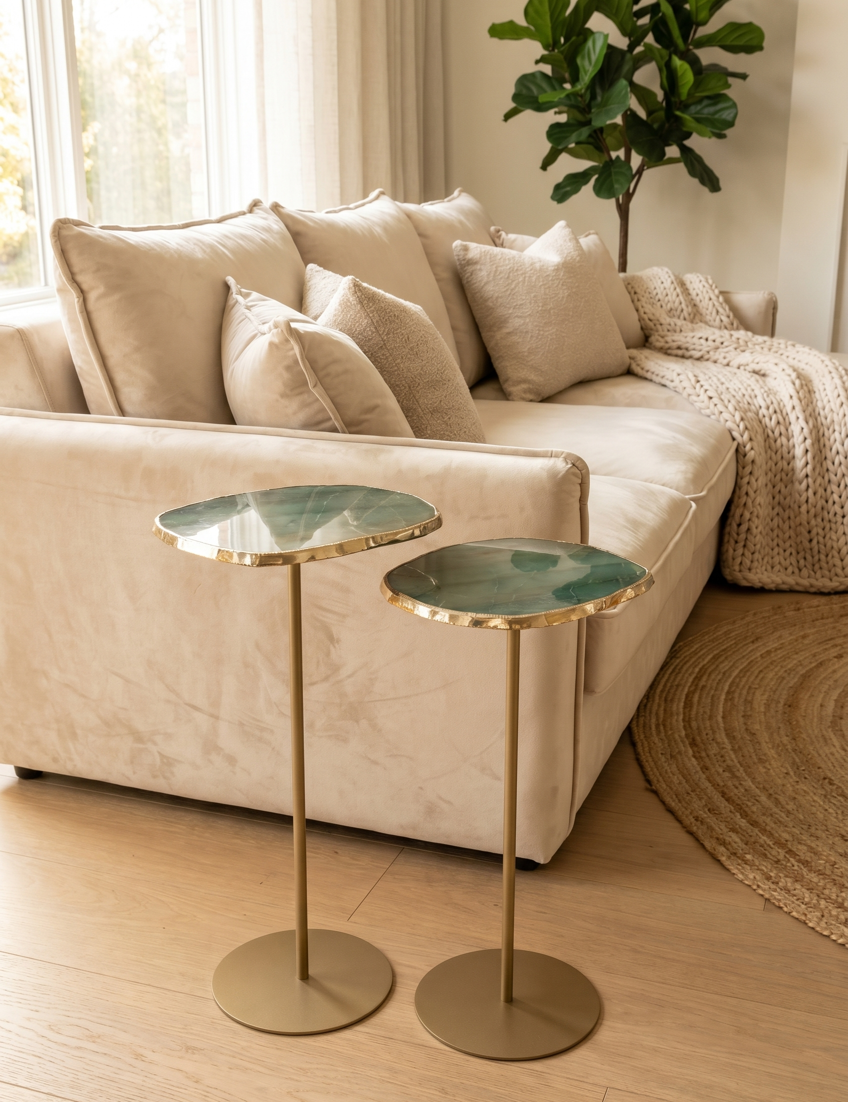 Modern Marble Pattern Side Table | Raised Surface Living Room Use-End Table-Homefinn