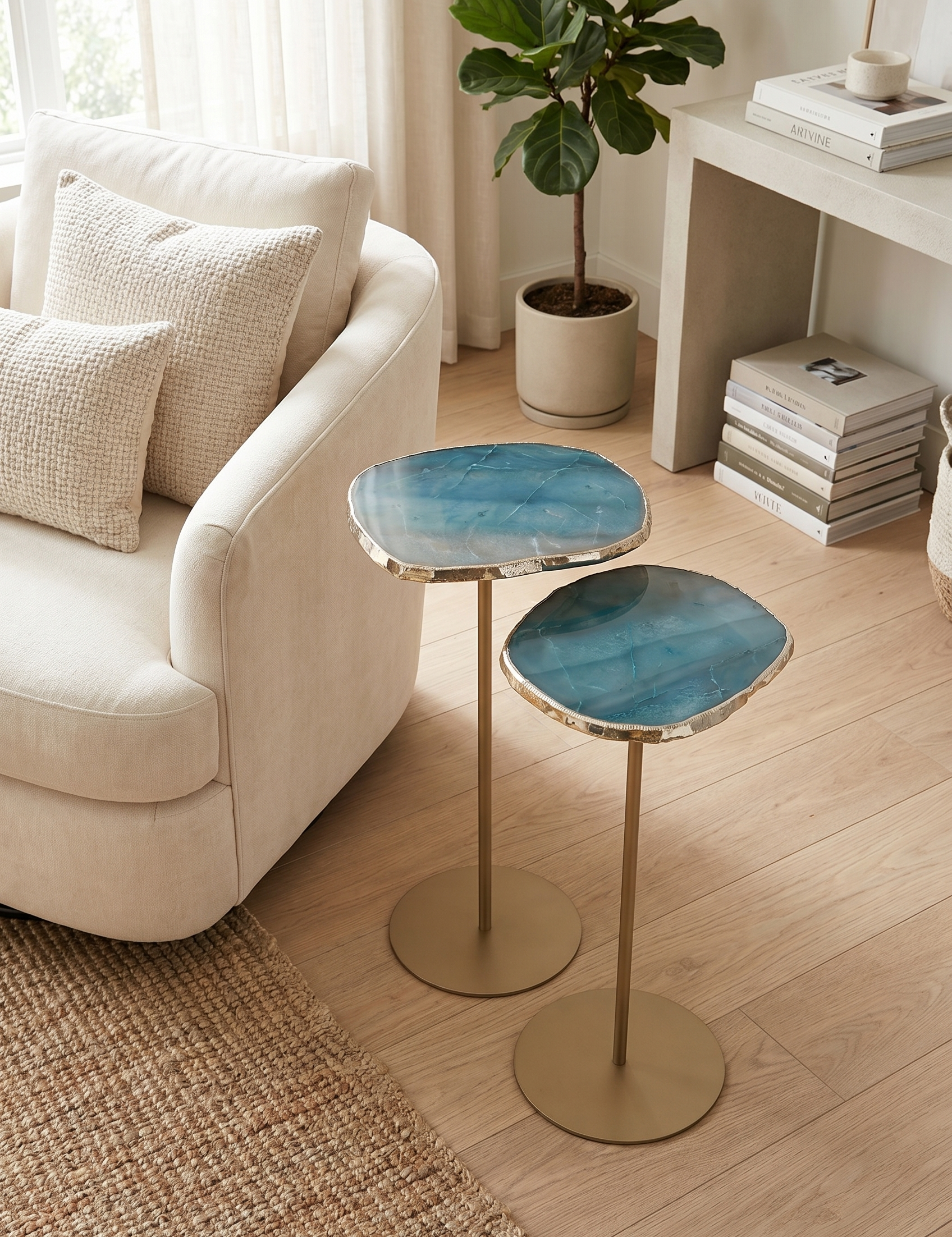 Modern Marble Pattern Side Table | Raised Surface Living Room Use-End Table-Homefinn