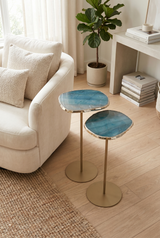 Modern Marble Pattern Side Table | Raised Surface Living Room Use