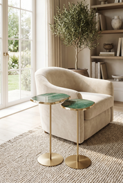 Modern Marble Pattern Side Table | Raised Surface Living Room Use