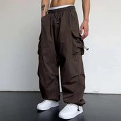Men Cargo Trousers | Drawstring Wide Leg Streetwear Pants-Men Pants-Homefinn