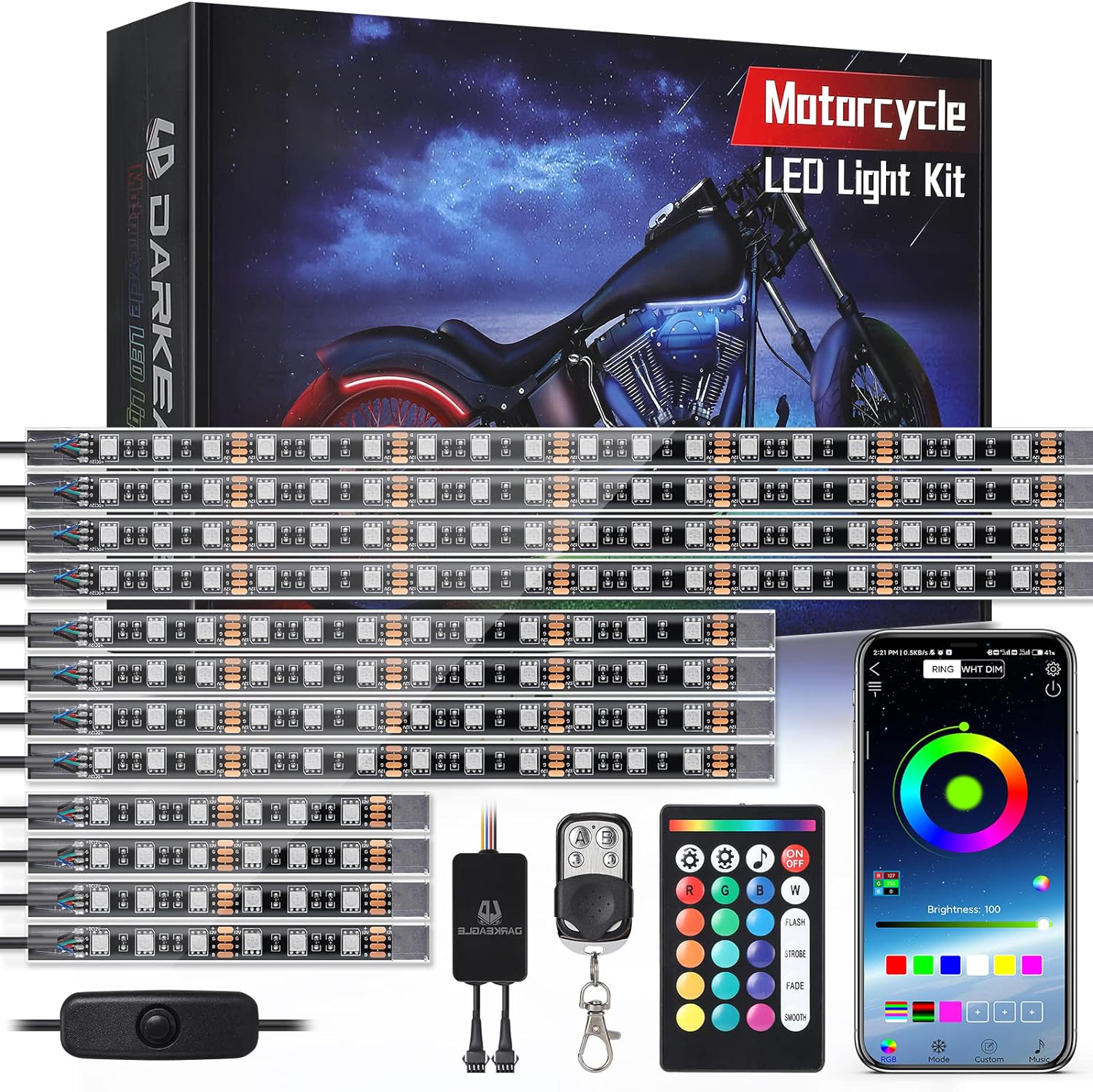Motorcycle LED Light Kit | App Controlled RGB Lighting-Motorcycle Light-Homefinn