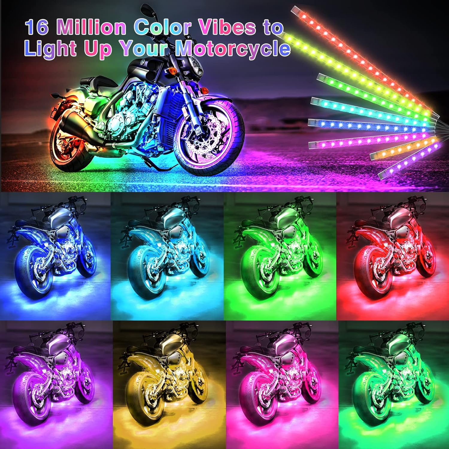 Motorcycle LED Light Kit | App Controlled RGB Lighting-Motorcycle Light-Homefinn