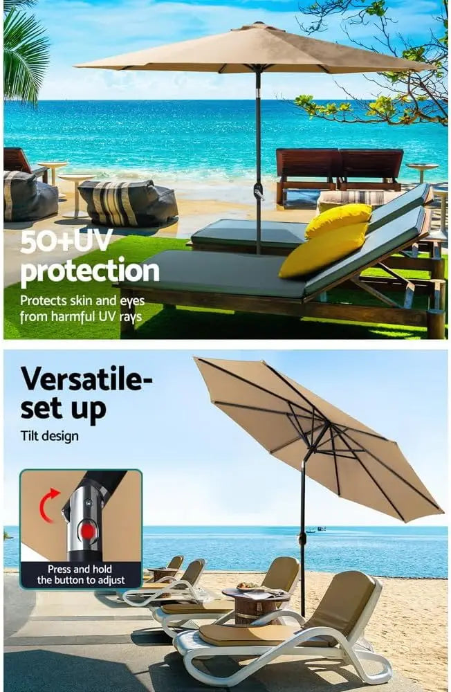 2.7 m garden umbrella with base – Solira – (UV and water resistant) - Image 2