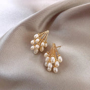Pearl Cluster Earrings | Teardrop Dangle Earrings-Earrings-Homefinn