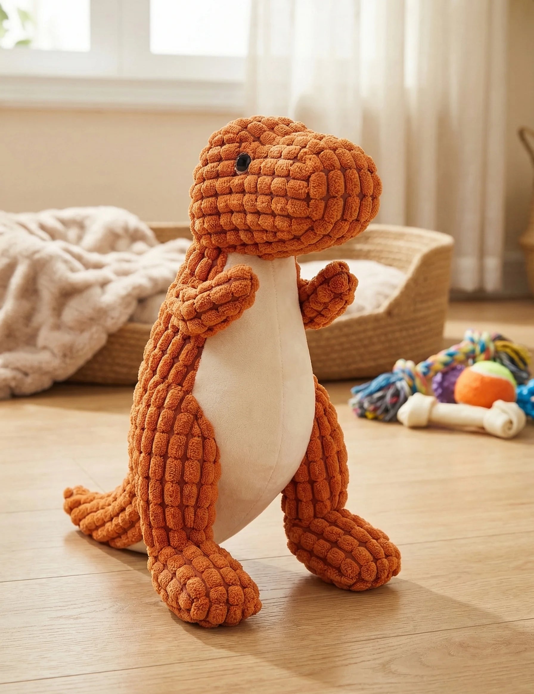 Plush Dinosaur Dog Toy | Soft Chew Play Pet Enrichment-Pet Toy-Homefinn