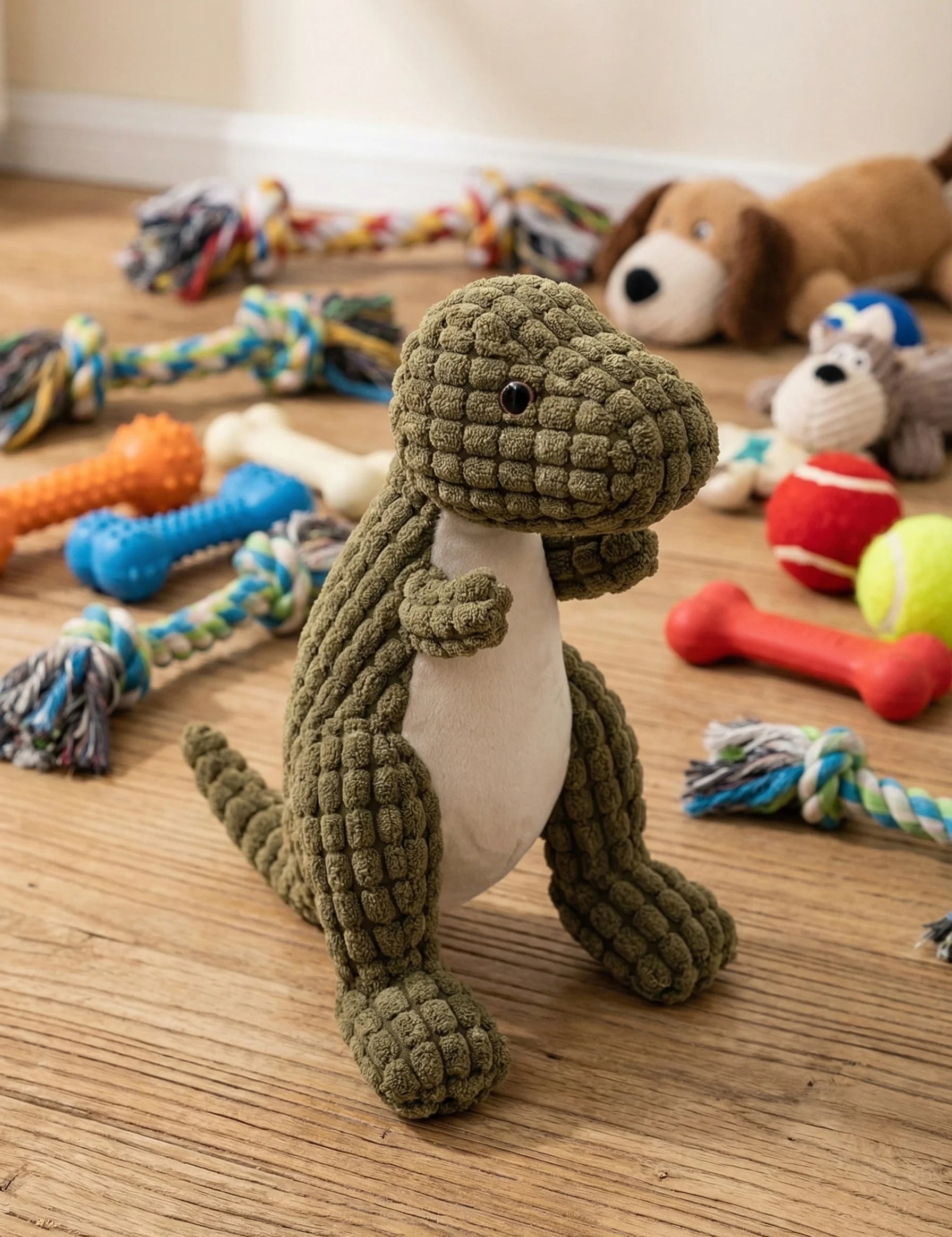Plush Dinosaur Dog Toy | Soft Chew Play Pet Enrichment-Pet Toy-Homefinn