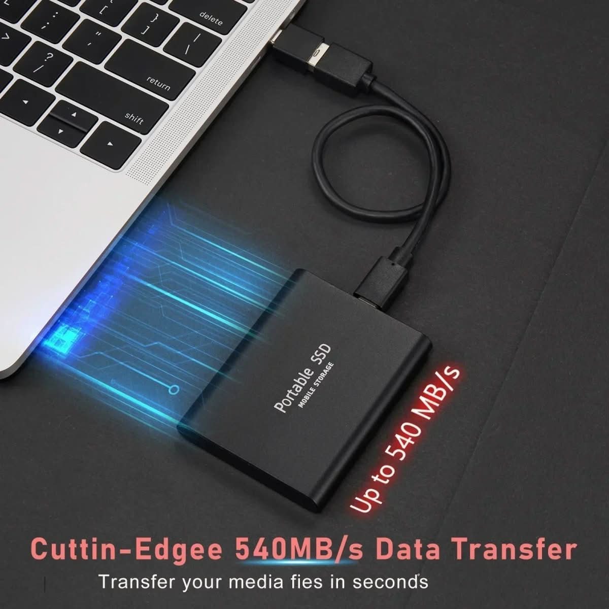 Portable Solid External SSD | Compact Profile Data Storage Travel Use-External SSD-Homefinn