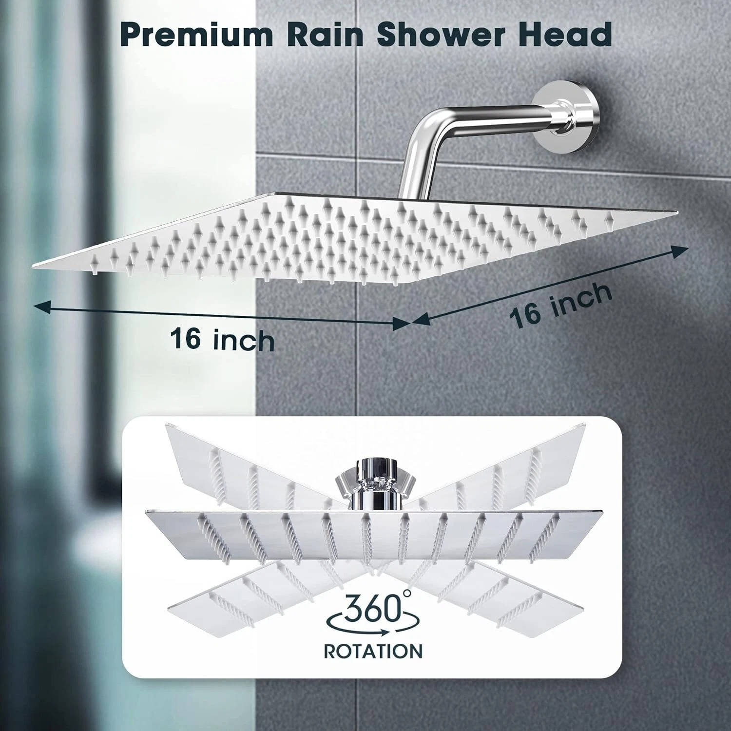 Ultra Thin 16-Inch Filtered Rainfall Ceiling Shower Head - Image 4