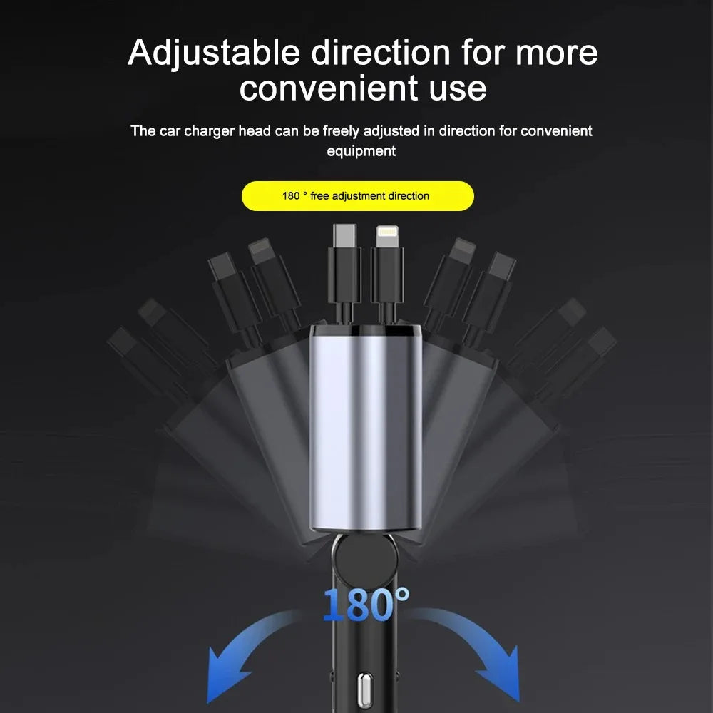 Retractable Car Charger | Multi Cable Fast Charger-Fast Charger-Homefinn
