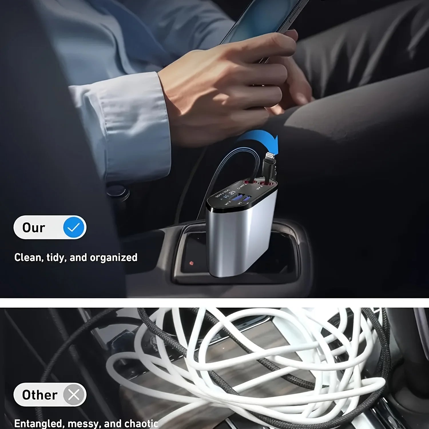 Retractable Car Charger | Multi Cable Fast Charger-Fast Charger-Homefinn