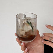 Ribbed Drinking Tumbler Glass Set | Cylindrical Shape Vertical Texture Beverage Service-Glassses-Homefinn