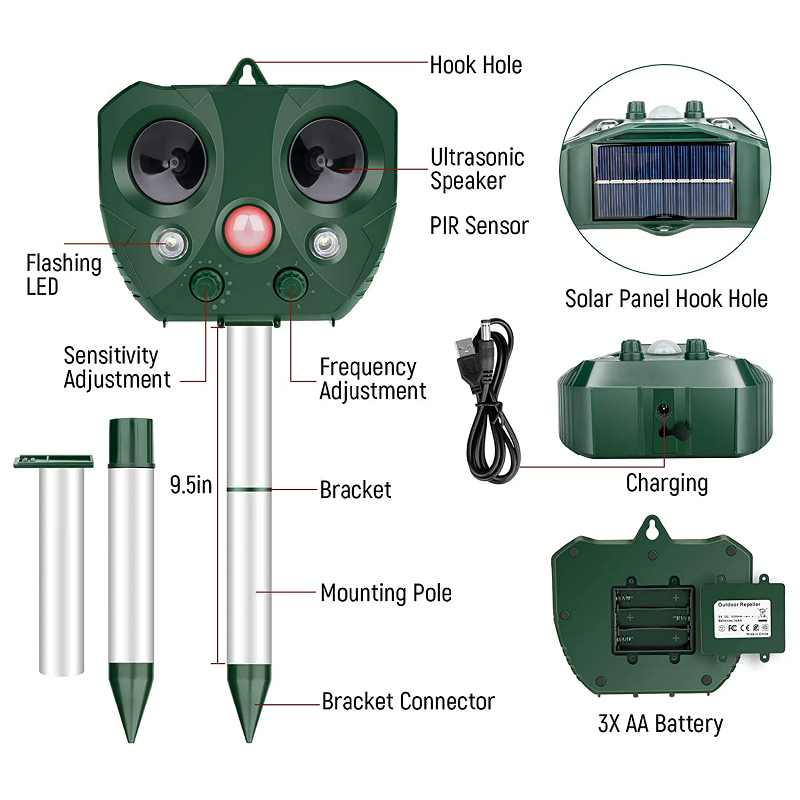 Solar Ultrasonic Bird Repeller Garden and Property Pest Deterrent - Image 8