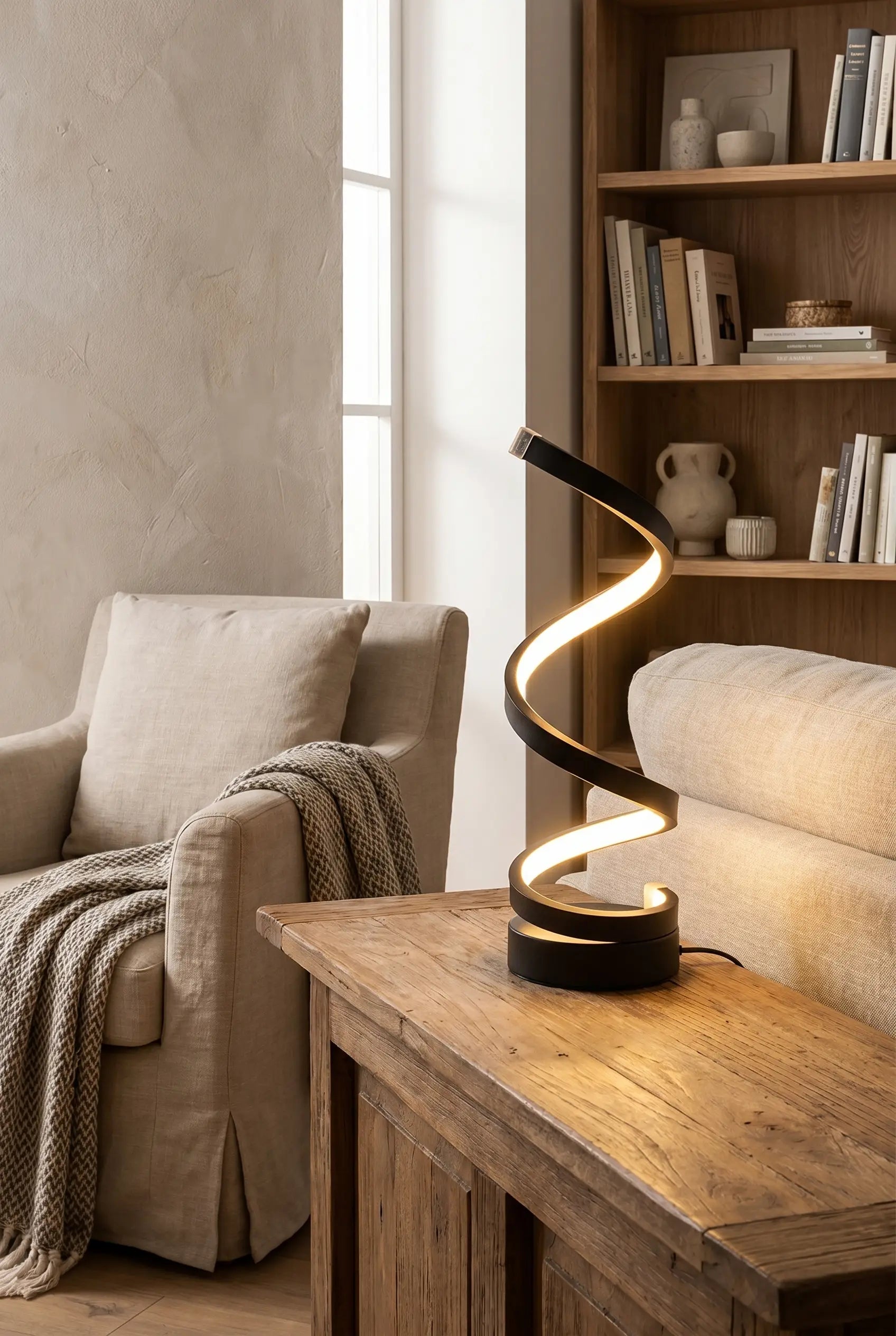 Spiral LED Table Lamp | Modern Ambient Accent Lighting