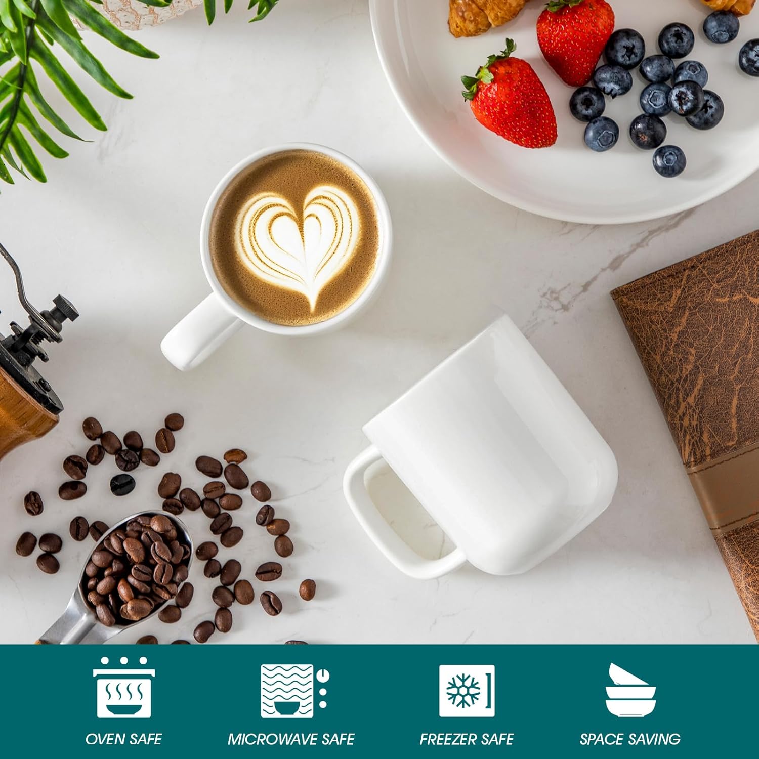 Stackable Coffee Mug Set | Cylindrical Shape Integrated Handles Beverage Service-Mug-Homefinn