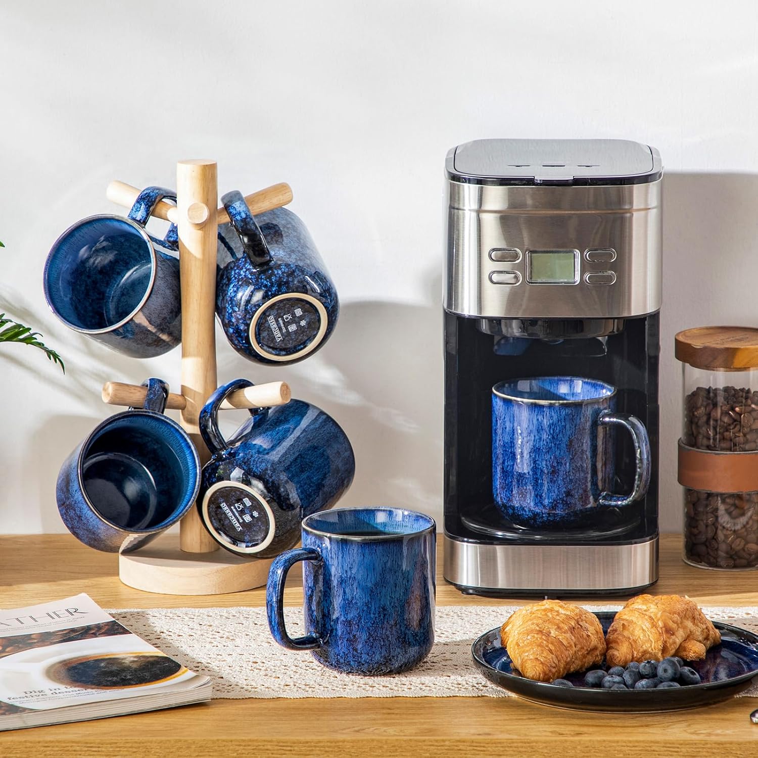 Stackable Coffee Mug Set | Cylindrical Shape Integrated Handles Beverage Service-Mug-Homefinn